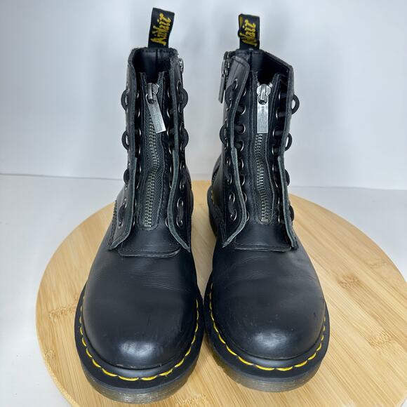 Dr. Martens 1460 Pascal Nappa Front Zip Boots Combat Black Leather Womens Size 6 - Picture 3 of 7